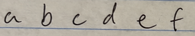 Original handwriting: a b c d e f