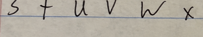 Original handwriting: s t u v w x