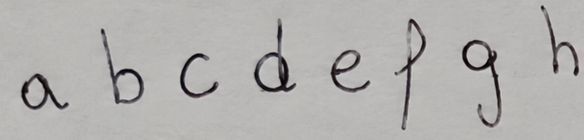 Original handwriting: a b c d e f g h