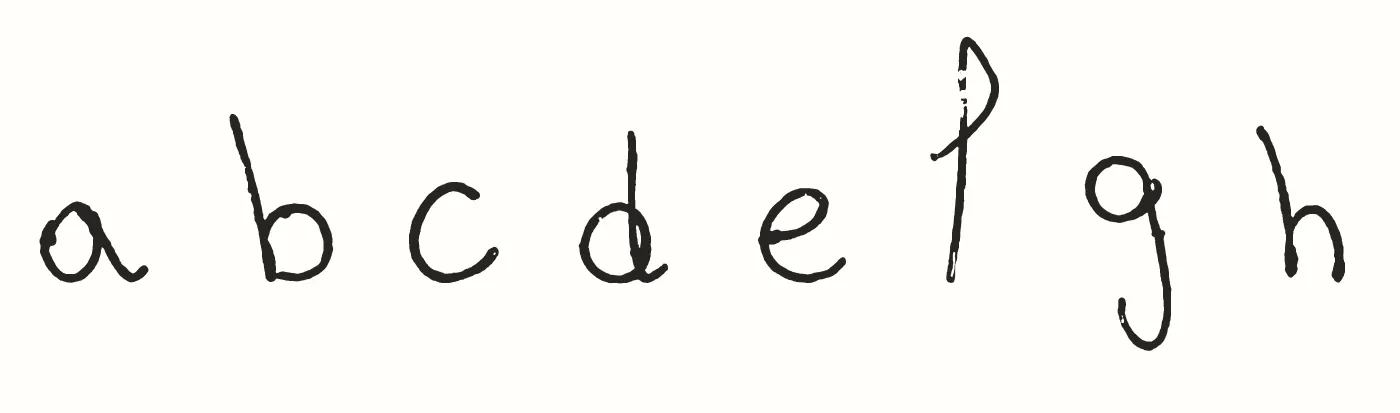 El mismo texto escrito con Paper Letters: a b c d e f g h