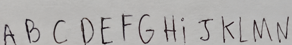 Original handwriting: A B C D E F G H