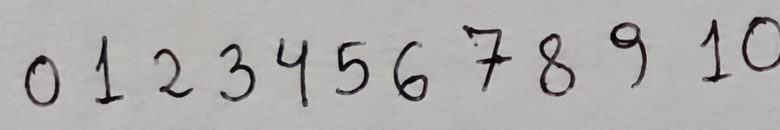 Original handwriting: 0 1 2 3 4 5 6 7 8 9