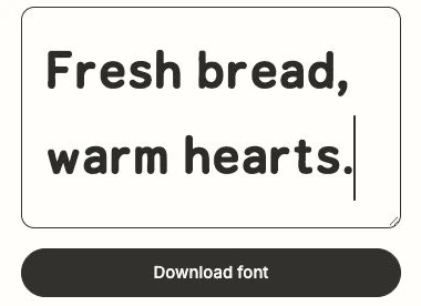 El botón resaltado «Download font» guarda el TTF de esta tarea completada. Se comprobó la descarga.