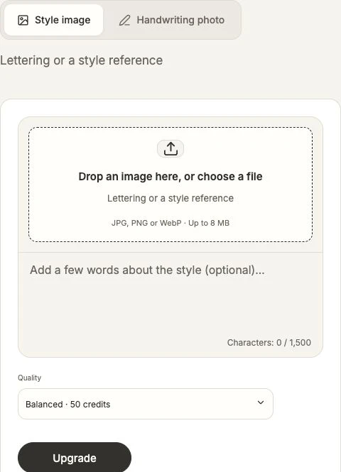 Choose Style image, then select a file in the highlighted upload area.