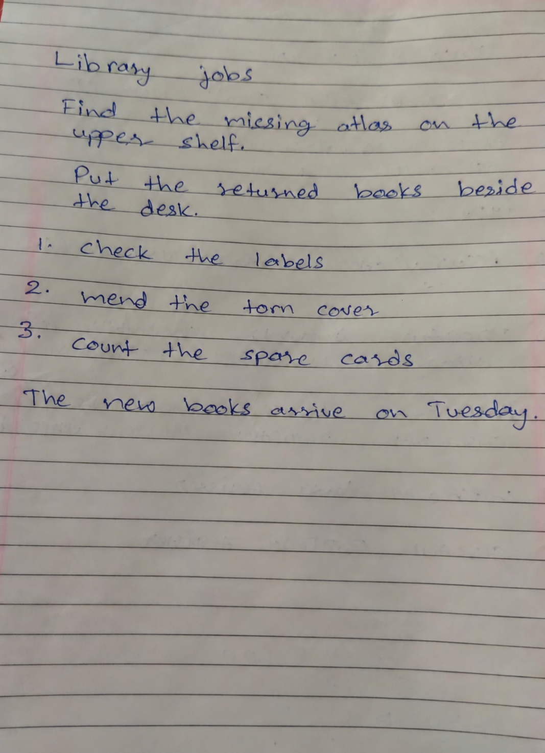 AI-generated handwritten passage on paper for Library Notes