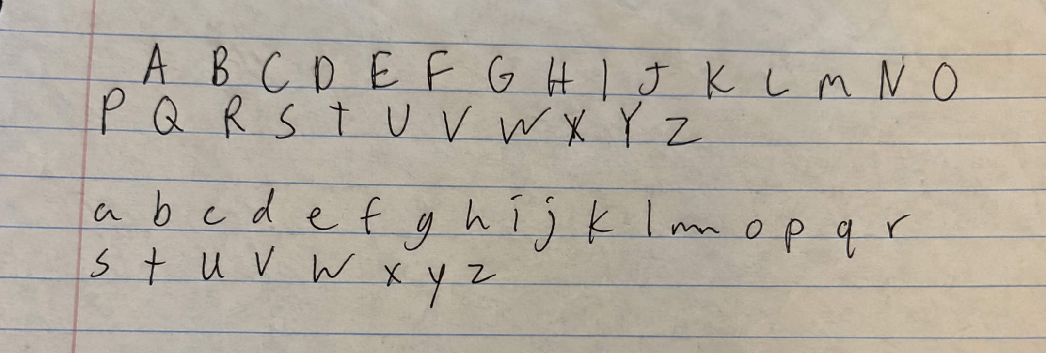 Synthetic handwriting sample with two rows of uppercase and lowercase letters for Little Note